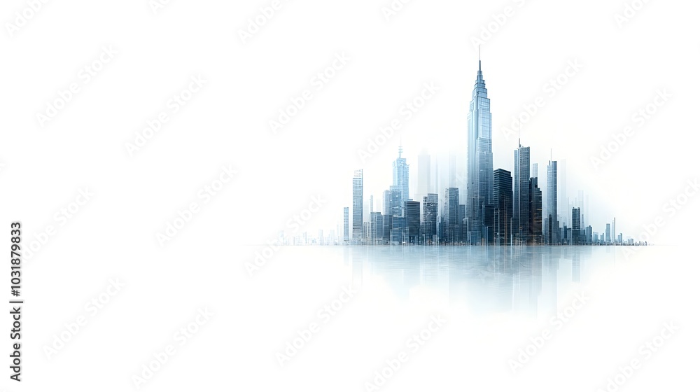 Poster abstract city skyline made of colorful bar graphs representing the growth and success of a thriving 