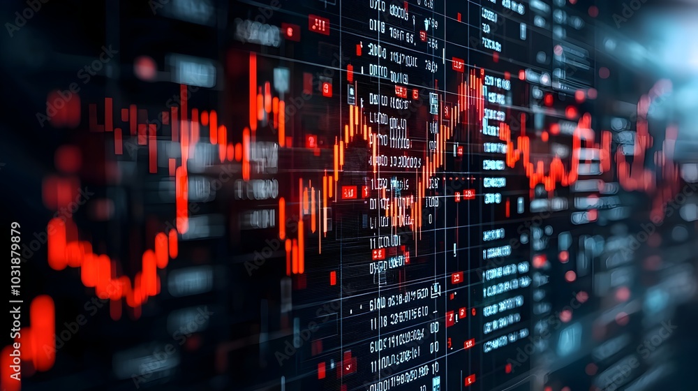 Poster abstract digital wave with currency symbols representing the volatility and fluctuations of the fina
