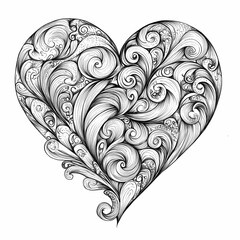 Tattoo Design of ornate heart with intricate swirls and patterns sketch engraving,fictional character raster illustration