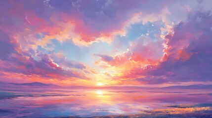 Fototapeta premium Sunset Over a Tranquil Lake