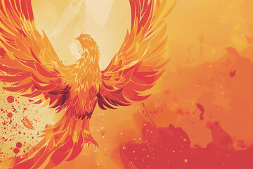 Obraz premium Fantastically beautiful mythological bird phoenix from bright fire
