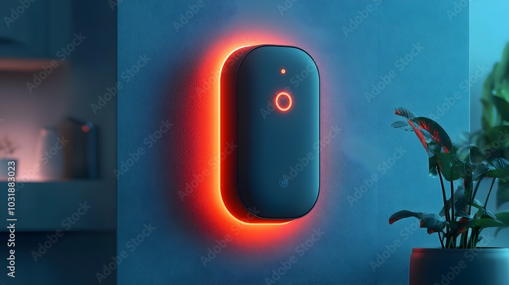 Leinwandbilder Blinking red error lights on a smart home security control panel or hub signaling a system malfunction or potential security threat that requires attention and troubleshooting