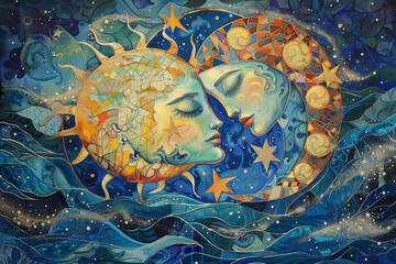 Astrological abstract composition with Virgo zodiac sign symbol