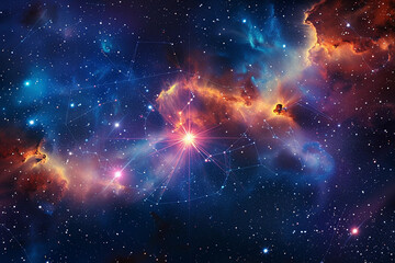 Astrological composition with empty starry sky for zodiac sign symbol