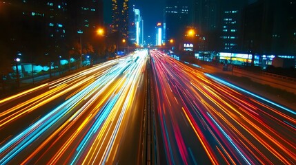 Obraz premium Abstract speed technology background with Hong Kong City night scenes