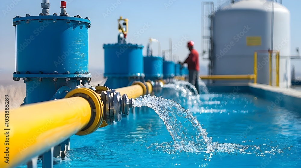 Poster clarifier tanks used in an industrial wastewater treatment facility to separate solids from the trea