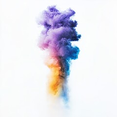 Naklejka premium An explosion of powdered colors on a white background with a rainbow spectrum in the background