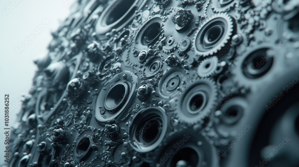 Poster intricate mechanical gears and cogs form a mesmerizing abstract pattern, ai