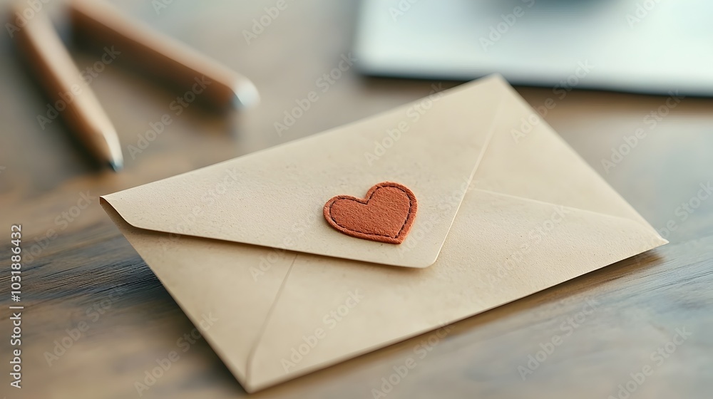 Poster Close up view of an open envelope with an apology letter document resting on a minimalist wooden office desk  The concept of communication transparency