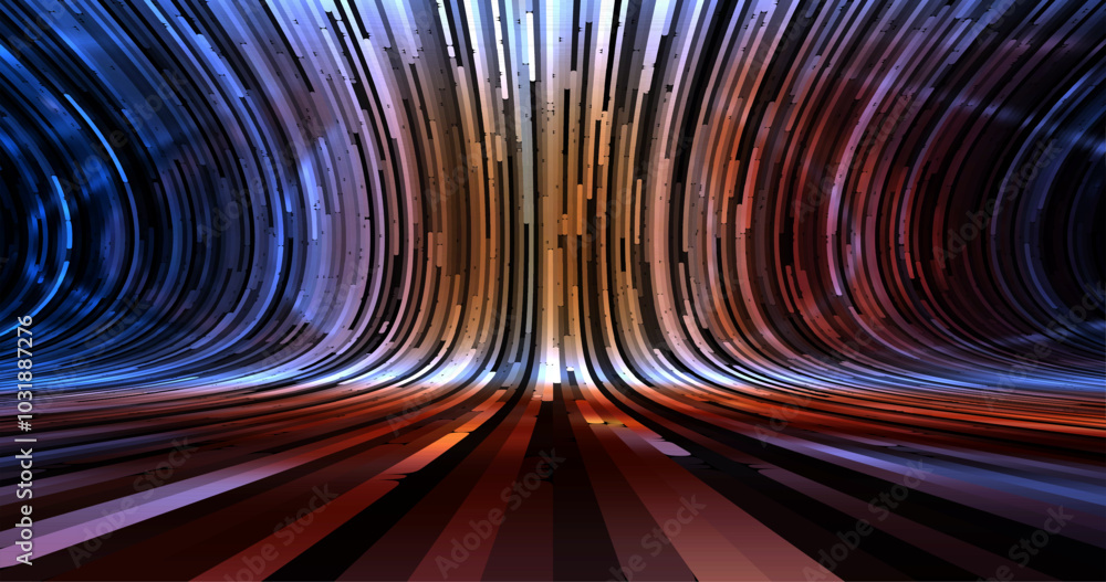Poster abstract background with stripes of different colors and gradients. particles in motion. technologie
