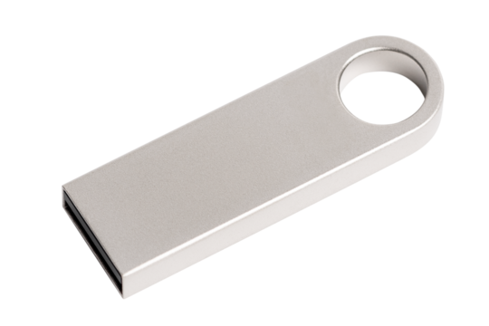Silver USB flash drive png mockup technology data storage device