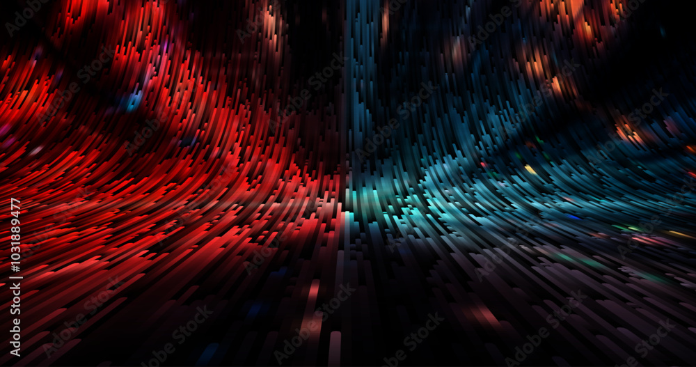 Poster abstract background with stripes of different colors and gradients. particles in motion. technologie