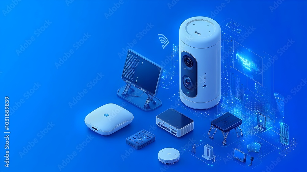 Poster comprehensive smart home automation system with motion sensors and centralized surveillance for effi