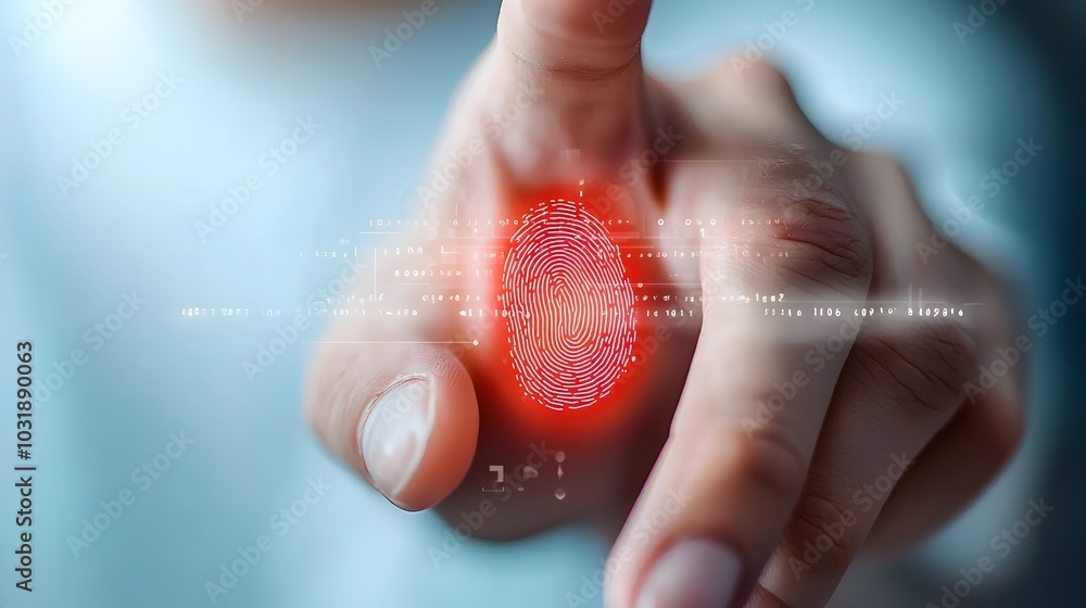 Fototapete Cracked and malfunctioning biometric scanner failing to verify a fingerprint highlighting the challenges and vulnerabilities of digital security technology