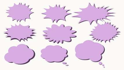 Set of speech bubbles. Speech Bubbles of different shapes with shadows