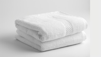 Soft White Towels Stack on Clean Background
