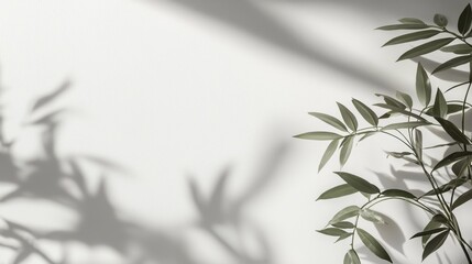 Fototapeta premium Serene Houseplant Shadows on a Bright Wall