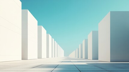 Obraz premium Uniform geometric blocks, sleek design, contemporary aesthetic, harmonious alignment, modern minimalism, striking simplicity, visual rhythm