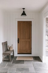 Rustic Wooden Front Door of a Traditional Home