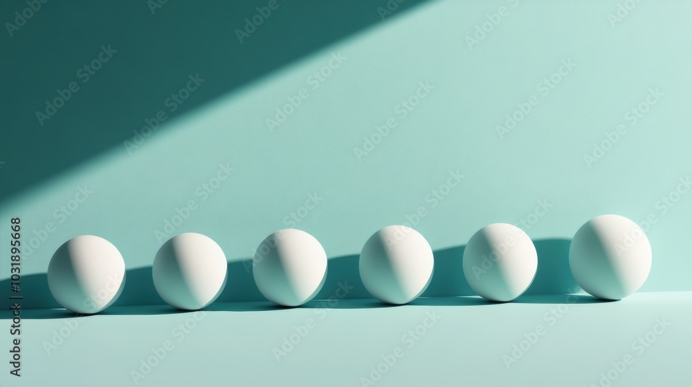 Poster uniform geometric harmony, a series of identical shapes arranged in a minimalistic and abstract comp