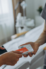 Close up of credit card contactless payment