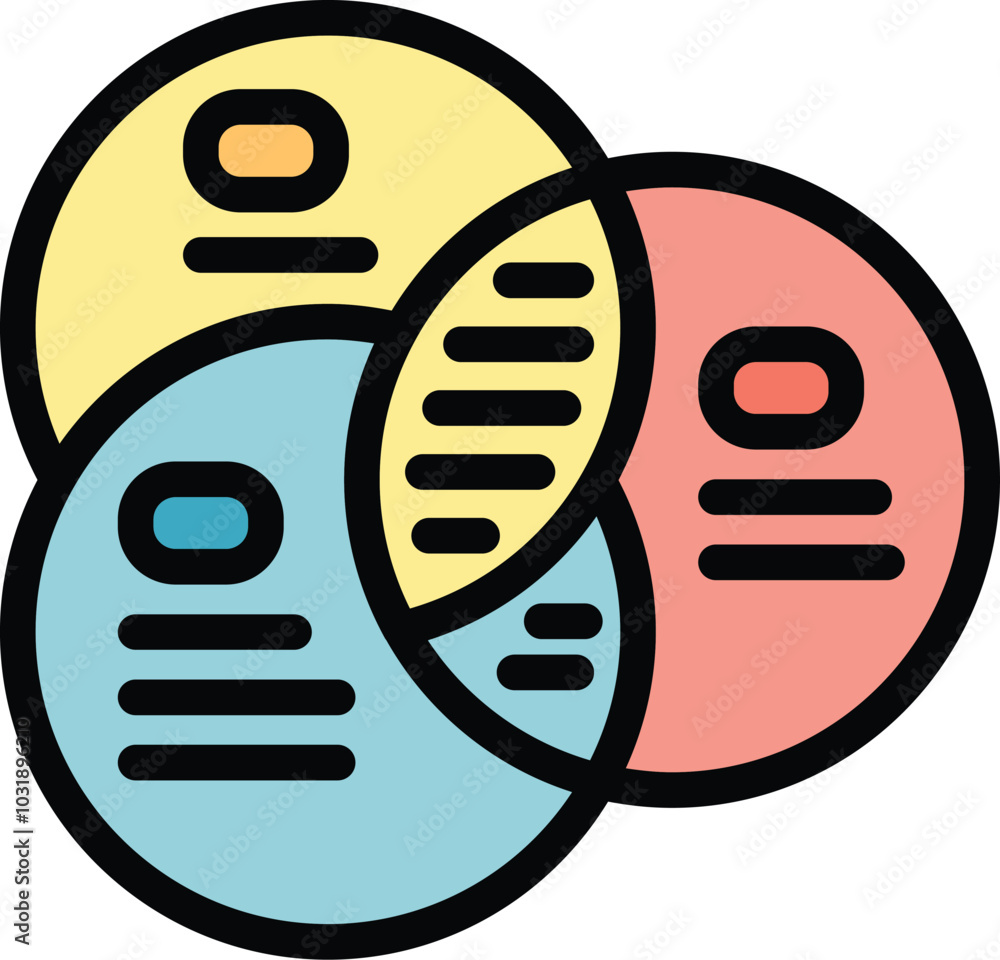 Poster three colorful circles are overlapping, creating intersecting areas, symbolizing the concept of data