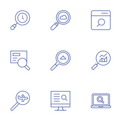 Search icons set. Thin Line style, editable stroke. search, search engine, website, research,  search flight