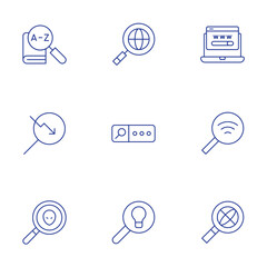 Search icons set. Thin Line style, editable stroke. search, search engine, website