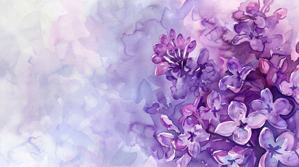 Obraz premium violet lilac rectangular watercolor background. Festive day concept banner. For text and card