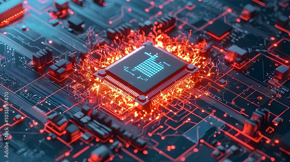 Aufkleber Firewall Diagram Engulfed in Digital Flames Symbolizing Cybersecurity Breach and Vulnerability in Digital Networks  Abstract Representing Online Data Protection Challenges