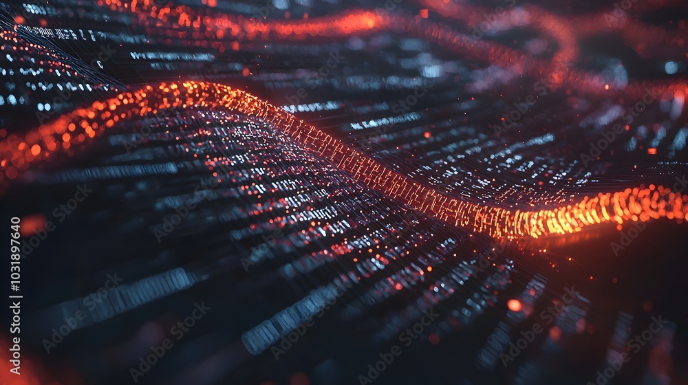Poster visualizing the dna data storage process with vibrant genetic sequences