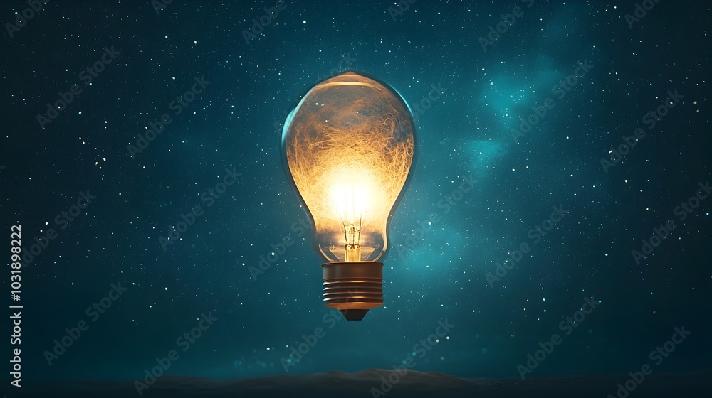 Poster glowing lantern floating in the night sky symbolizing dreams and hopes taking flight towards a seren