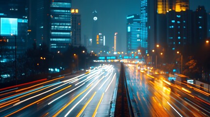 Obraz premium Abstract speed technology background with Hong Kong City night scenes