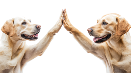 Labrador Retrievers Giving High Fives on a Transparent Background Generative AI