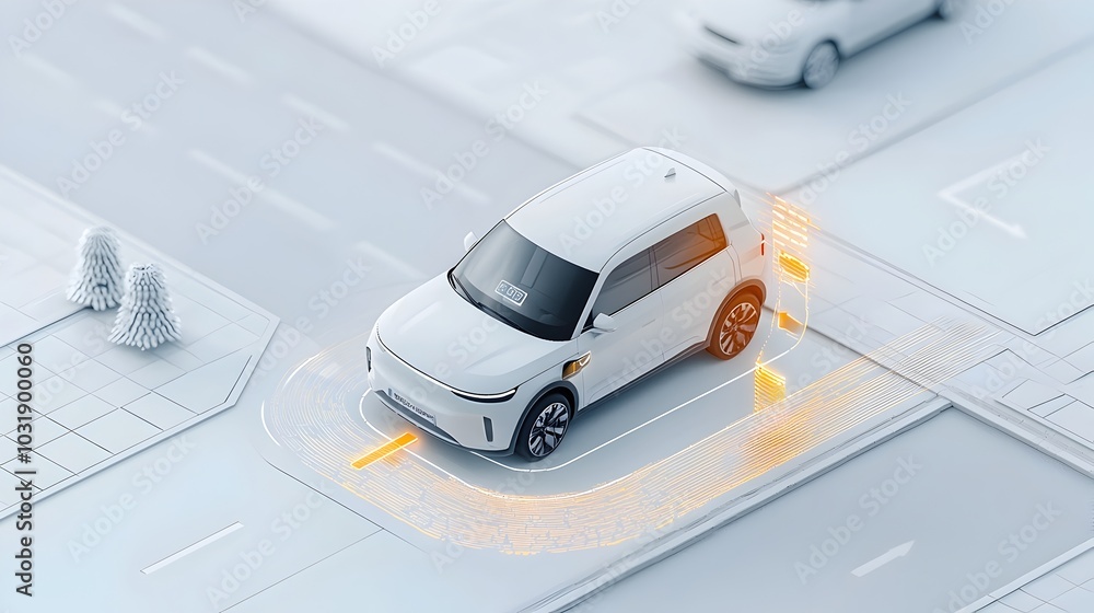 Leinwandbilder innovative smart parking system with sensors detecting and indicating available parking spaces to im