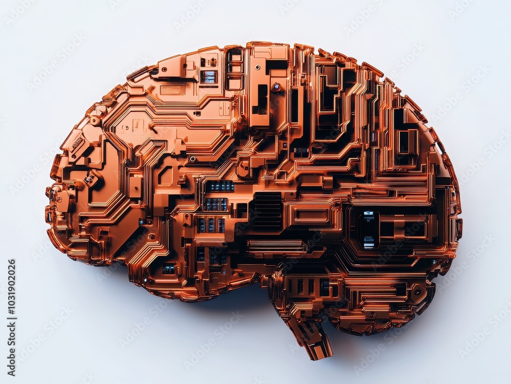 Aufkleber a creative representation of a brain composed of intricate circuit designs, symbolizing the fusion o