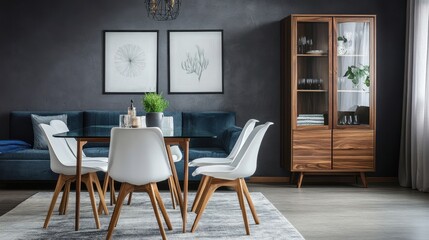 Modern Dining Room with Minimalist Decor and Neutral Tones