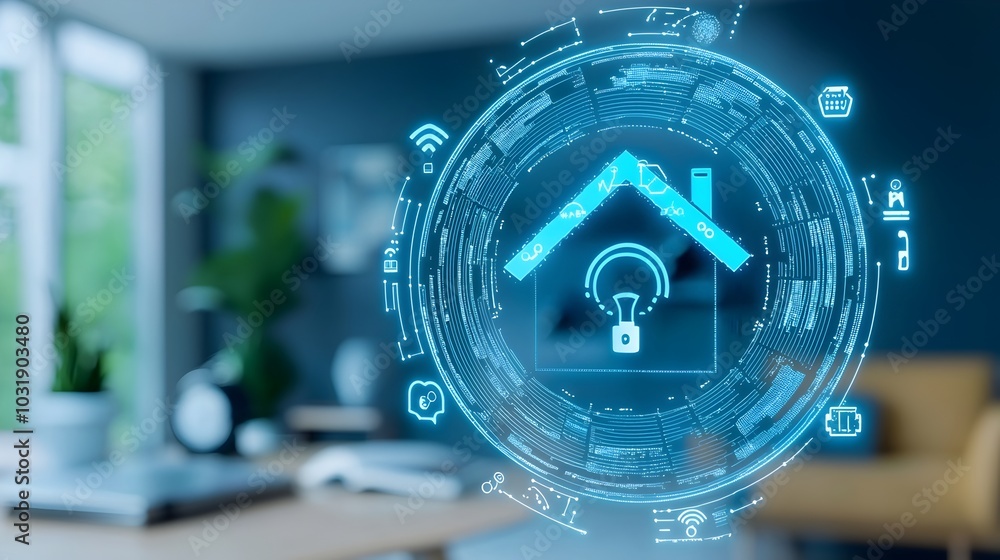 Leinwandbilder IoT security sensors and access control systems managing and automating access to a smart office environment  The image depicts the use of connected technologies data monitoring