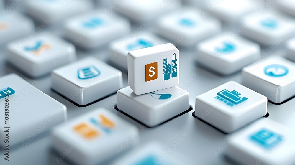 Poster keyboard keys with financial symbols such as dollar signs pound signs and percent signs replacing tr