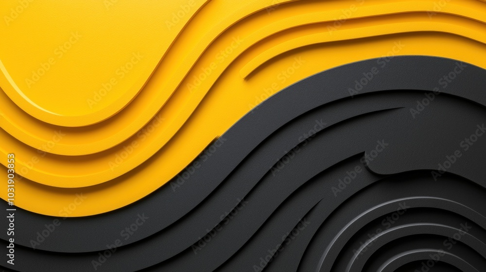 Aufkleber dynamic flow of yellow and black layers an artistic representation of modern design trends in abstra