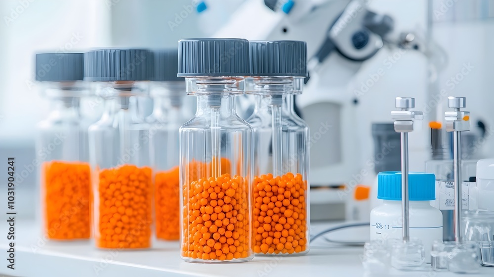 Poster magnetic beads used in a biology lab setting for the process of dna extraction and purification a cr