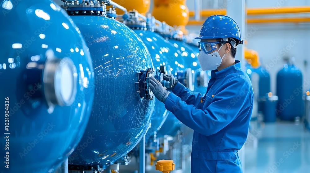 Aufkleber membrane units operating at an advanced water treatment plant processing and purifying water through