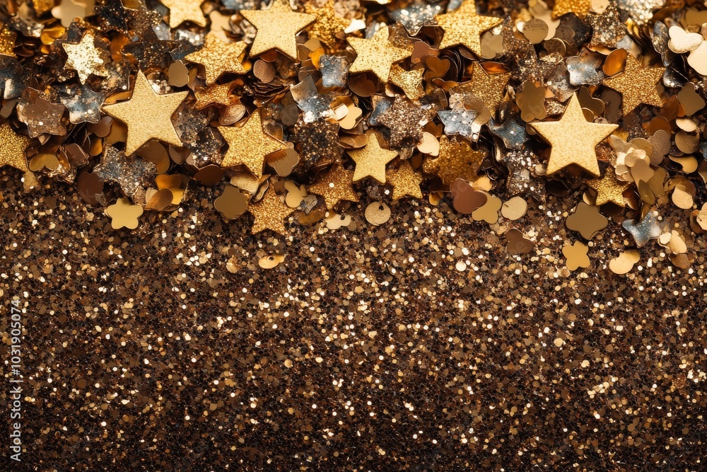 Poster a group of gold stars is isolated on a white background with a design of an object on top.