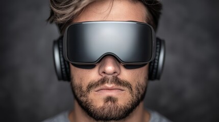  A man wears headphones around his neck and sunglasses