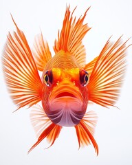 Fototapeta premium the Devil Firefish, portrait view, white copy space on right, Isolated on white Background