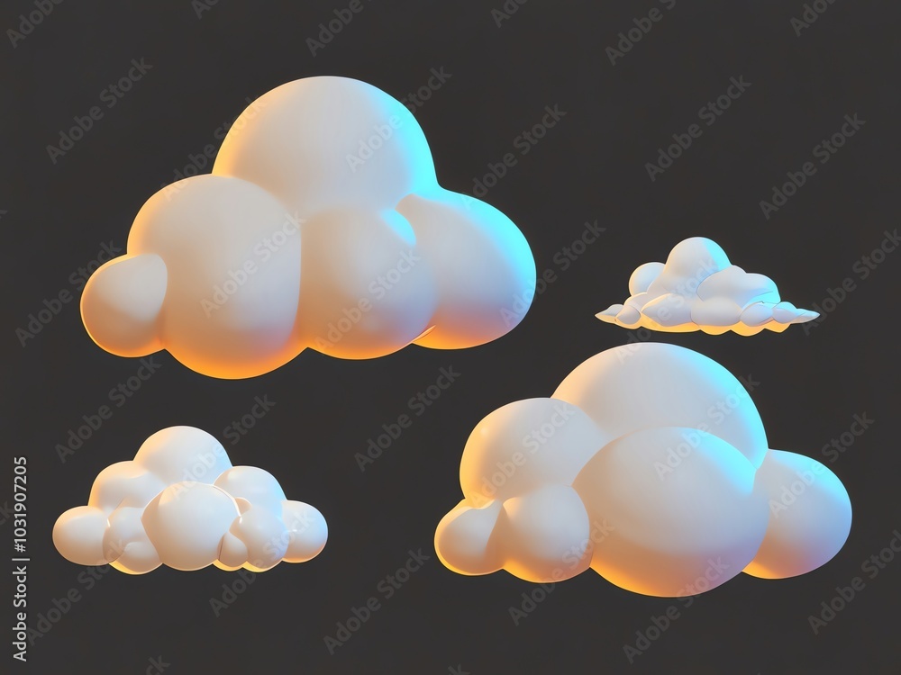 Wall mural 3d cartoon clouds