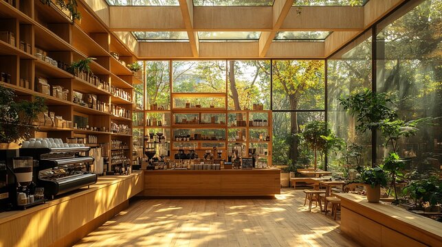 Modern Coffee Shop Inspired by Nature and Minimalism