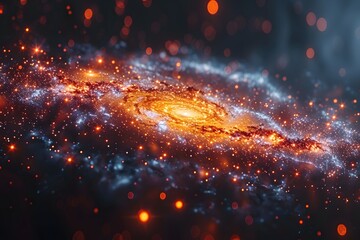 Obraz premium Stunning Cosmic Galaxy with Vibrant Stars and Galaxies in Deep Space Atmosphere