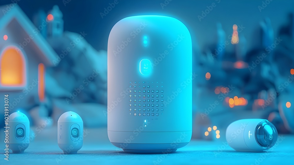 Poster sleek and modern smart home setup featuring motion sensors