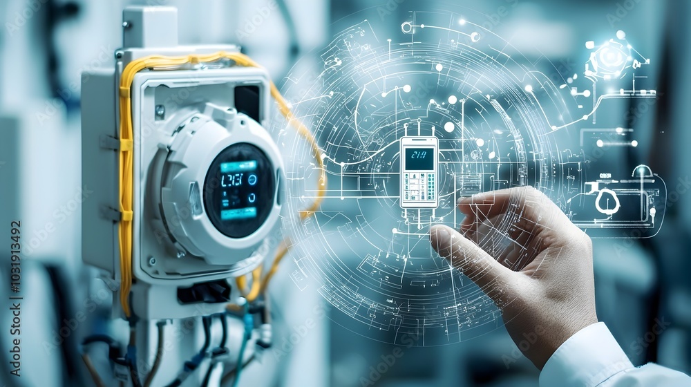 Poster Smart electricity meters remotely monitoring and analyzing real time energy consumption data to optimize grid management and promote sustainable energy solutions